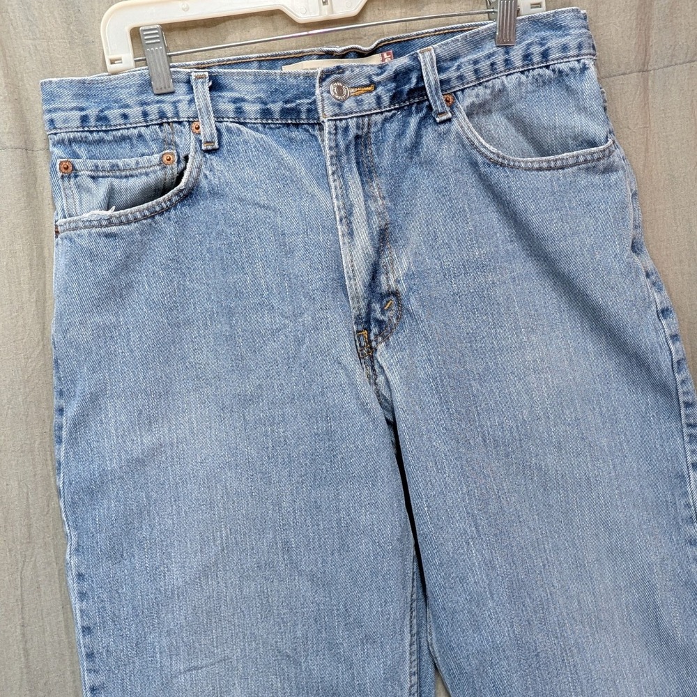 Levis 550 Relaxed Fit Jeans Light Wash Blue Denim Mens 36x33 Tapered Leg